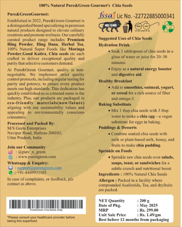 Pure&Green Gourmet Moringa Powder – 100% Natural & Raw | Rich in Iron, Calcium, Antioxidants & Vitamins | Superfood for Immunity, Energy & Detox | 200g - Image 8